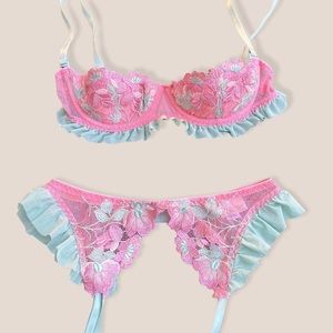 Vintage Shirley Of Hollywood Balconette Bra with Matching Garter